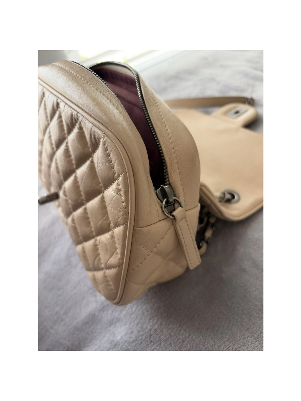 CHANEL Beige Quilted Flap Shoulder Bag with Chain Strap - Picture 14 of 14